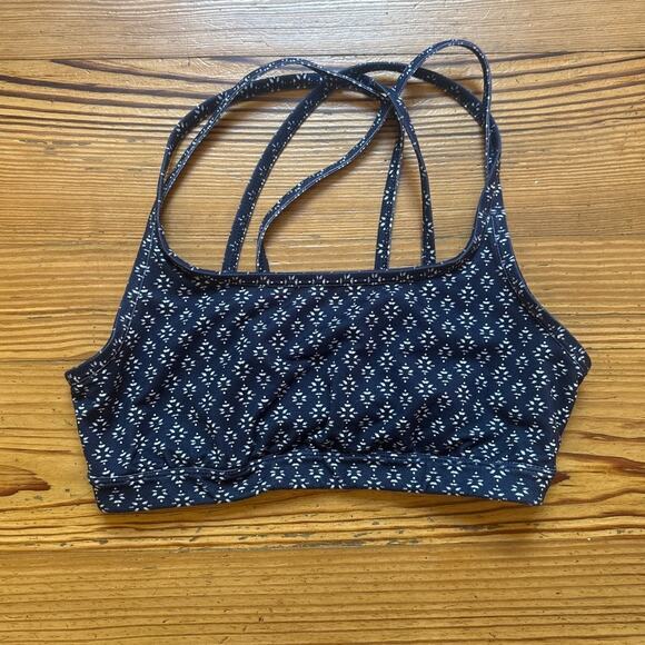 Athleta dark navy blue white western geometric strappy sports bra SIZE S - Picture 1 of 4